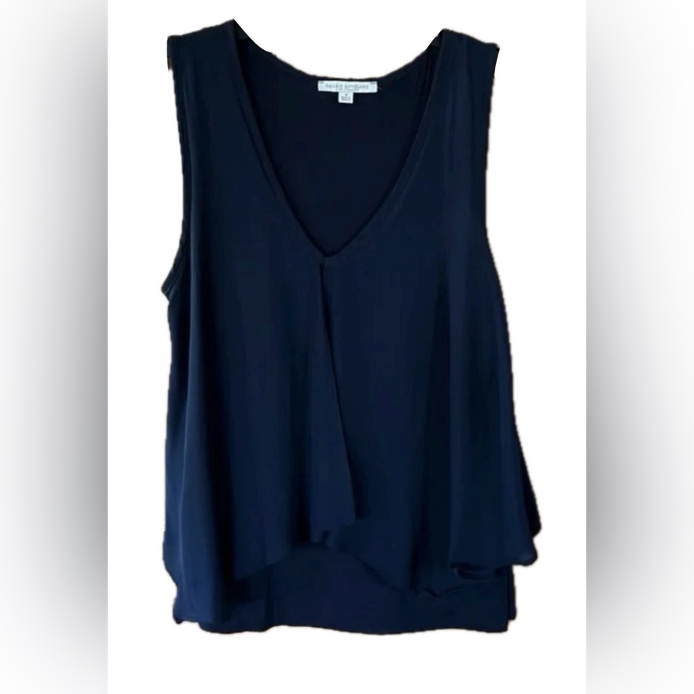 EAM Navy Blue Envelope Sleeveless Blouse.